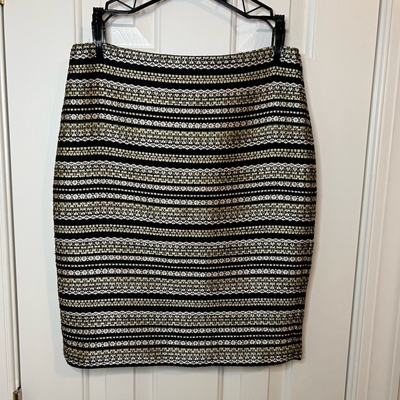 Talbots tweed pencil skirt 2 petite gold black silver - Picture 3 of 7